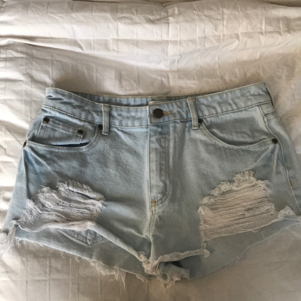 Light wash denim shorts